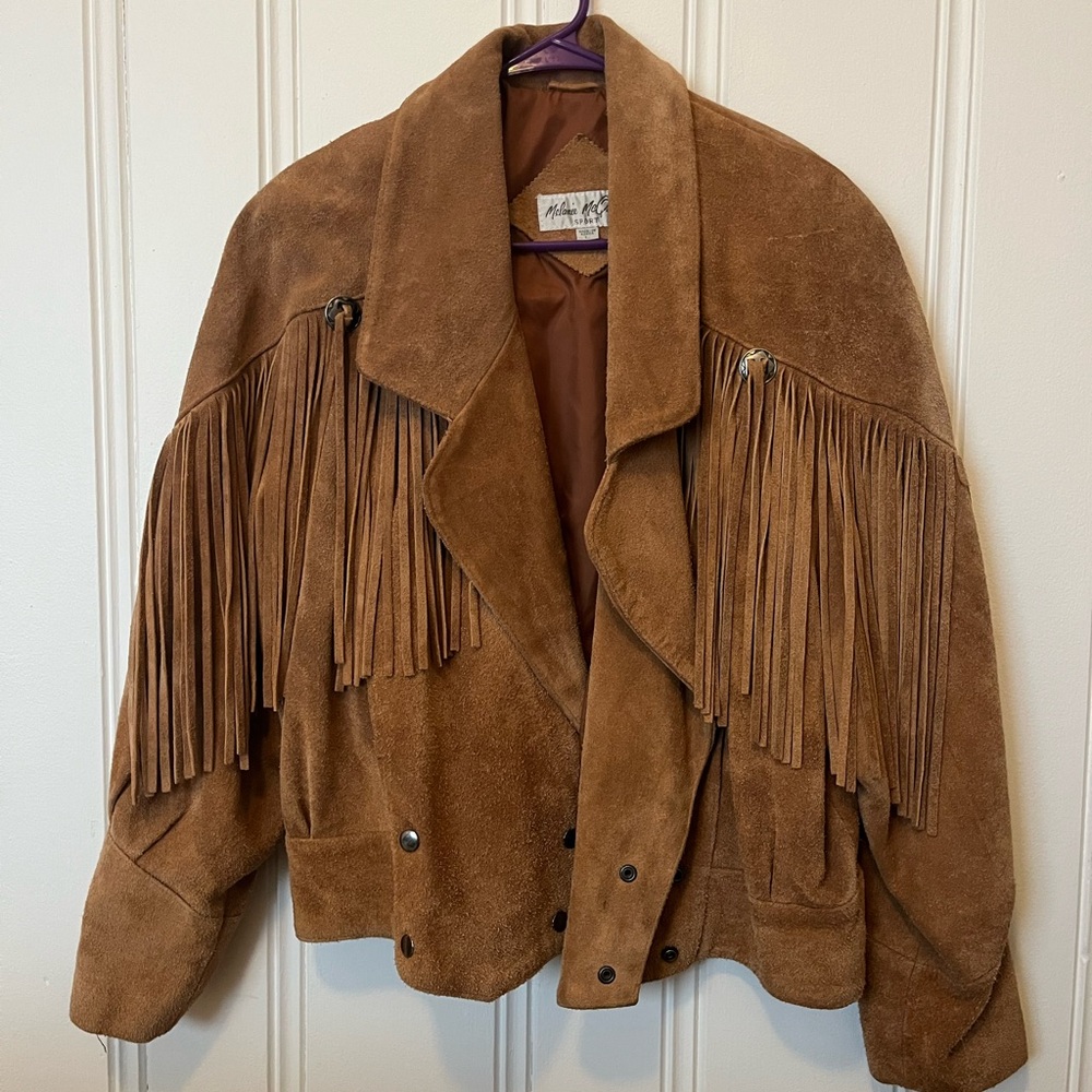 Brown Suede Leather Jacket with Fringe